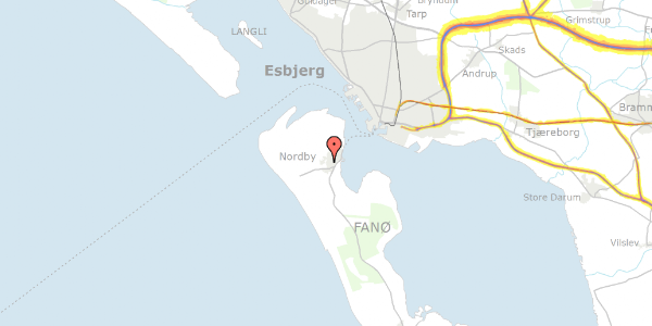 Trafikstøjkort på Bavnebjerg 12, 6720 Fanø