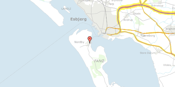 Trafikstøjkort på Bavnebjerg 13, 6720 Fanø