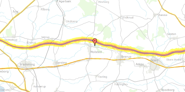 Trafikstøjkort på Birkevænget 4, 6670 Holsted
