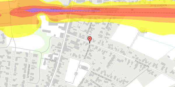 Trafikstøjkort på Fredensgade 10, 6670 Holsted
