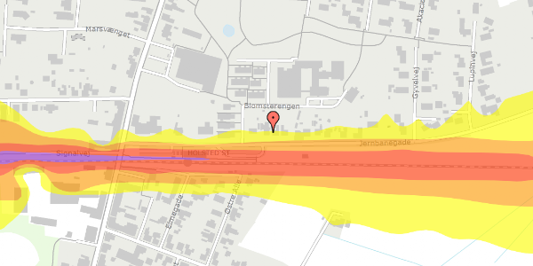 Trafikstøjkort på Jernbanegade 11, 6670 Holsted