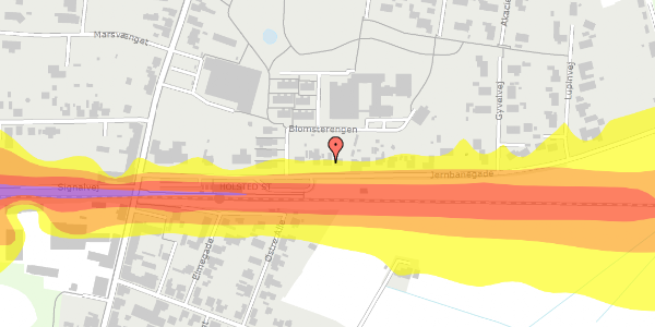 Trafikstøjkort på Jernbanegade 13, 6670 Holsted