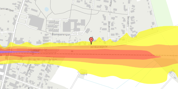 Trafikstøjkort på Jernbanegade 25, 6670 Holsted