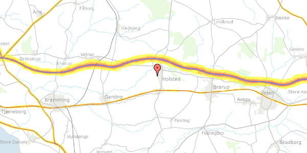 Trafikstøjkort på Rolighedsvej 32, 6670 Holsted