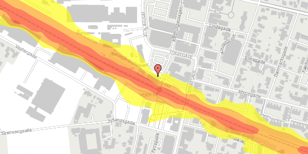 Trafikstøjkort på Banegårdspladsen 1, 1. th, 6600 Vejen