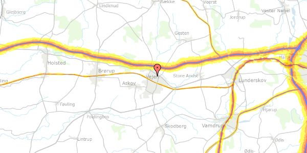 Trafikstøjkort på Vesterled 3, 6600 Vejen