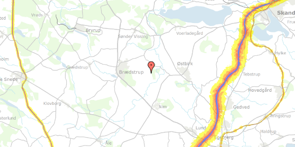 Trafikstøjkort på Brunbanken 4, 8740 Brædstrup