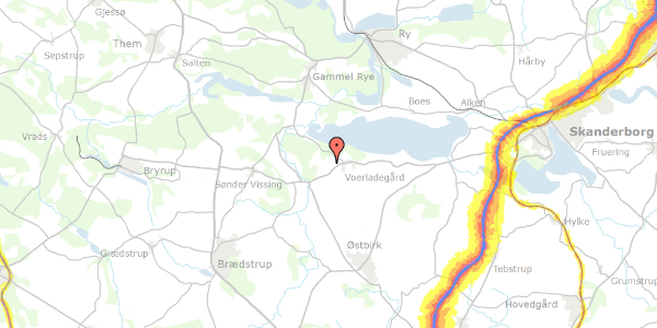 Trafikstøjkort på Holmedal 33B, 8660 Skanderborg