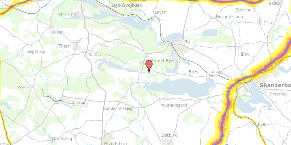 Trafikstøjkort på Gl Ryevej 40, 8680 Ry