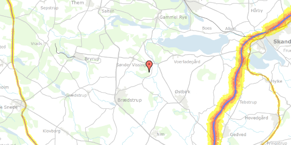 Trafikstøjkort på Søndermarken 15, 8740 Brædstrup