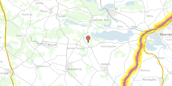 Trafikstøjkort på Vilholtvej 10, 8660 Skanderborg