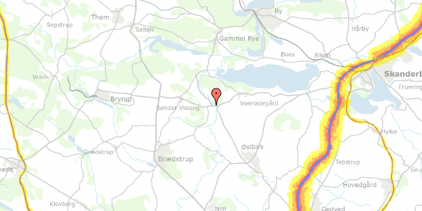 Trafikstøjkort på Vilholtvej 11, 8660 Skanderborg