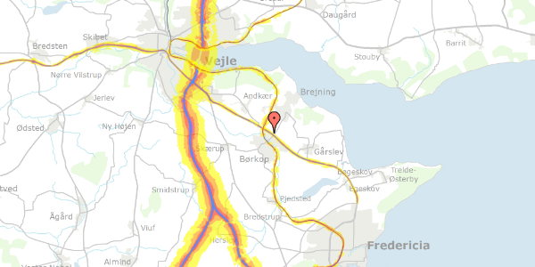 Trafikstøjkort på Falkevej 11, 7080 Børkop