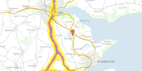 Trafikstøjkort på Helgesvej 1, 7080 Børkop