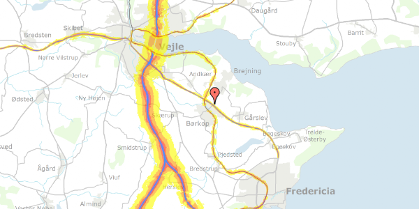 Trafikstøjkort på Lærkevej 5, 7080 Børkop