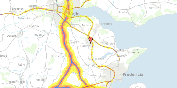 Trafikstøjkort på Olafsvej 4, 7080 Børkop