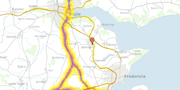 Trafikstøjkort på Olafsvej 7, 7080 Børkop