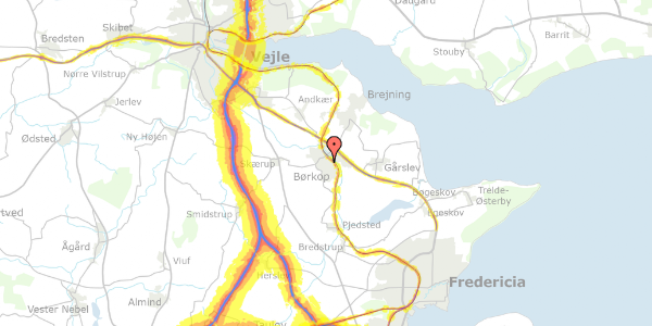 Trafikstøjkort på Roarsvej 15, 7080 Børkop