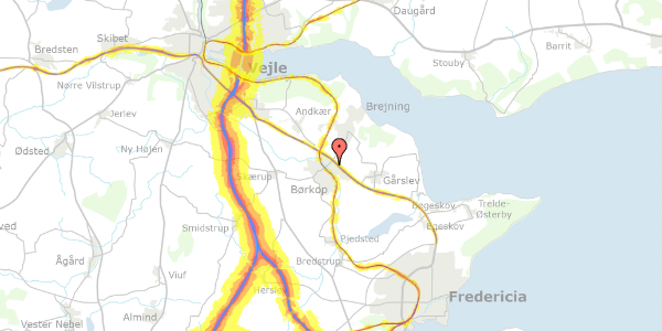 Trafikstøjkort på Syrenvej 14, 7080 Børkop