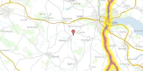 Trafikstøjkort på Jerlev Landevej 16, 7100 Vejle