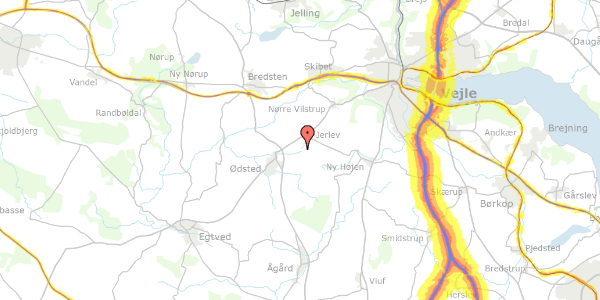 Trafikstøjkort på Smalle Jerlevvej 7, 7100 Vejle