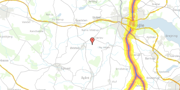 Trafikstøjkort på Smalle Jerlevvej 14, 7100 Vejle
