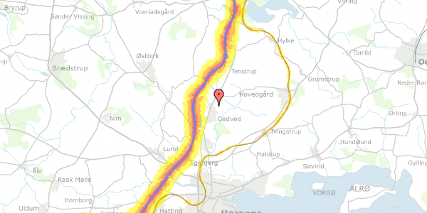 Trafikstøjkort på Byskovsvej 12, 8751 Gedved