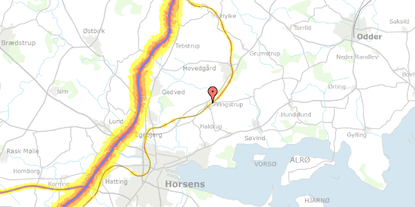 Trafikstøjkort på Bøgevænget 13, 8700 Horsens