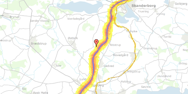 Trafikstøjkort på Ellingvej 22, 8751 Gedved