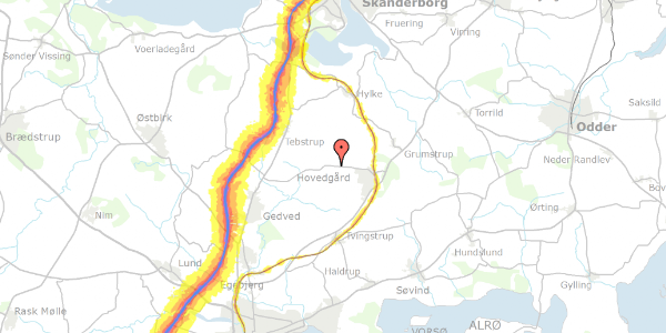 Trafikstøjkort på Gl Kattrupvej 57, 8732 Hovedgård