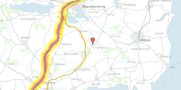 Trafikstøjkort på Grumstrupvej 29, 8732 Hovedgård