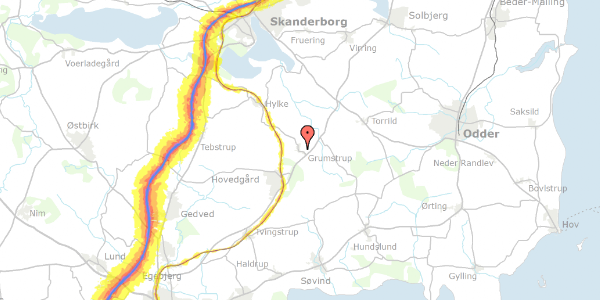 Trafikstøjkort på Grumstrupvej 39, 8732 Hovedgård