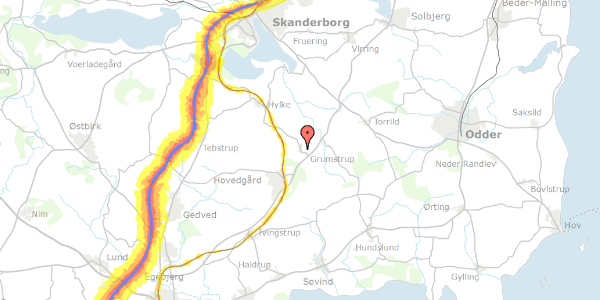 Trafikstøjkort på Grumstrupvej 46, 8732 Hovedgård