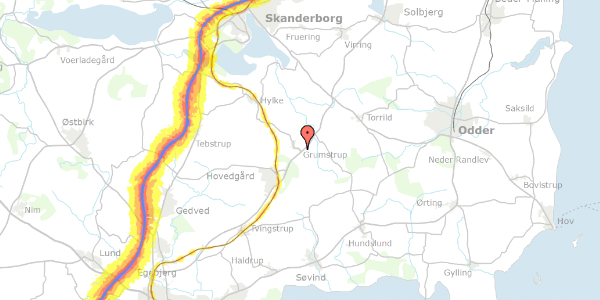 Trafikstøjkort på Grumstrupvej 55, 8732 Hovedgård