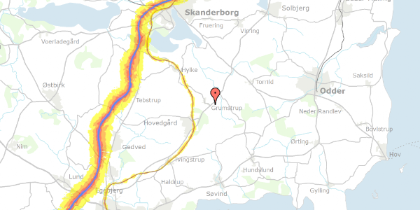 Trafikstøjkort på Grumstrupvej 65, 8732 Hovedgård