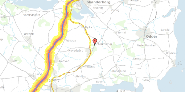 Trafikstøjkort på Gl Århusvej 45, 8732 Hovedgård