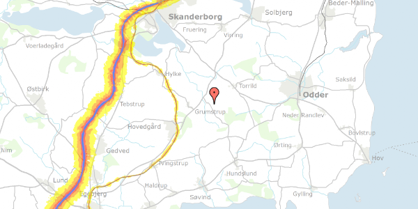 Trafikstøjkort på Hadrupvej 70, 8732 Hovedgård