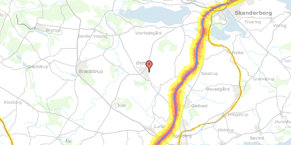 Trafikstøjkort på Præstemarken 12B, 8752 Østbirk