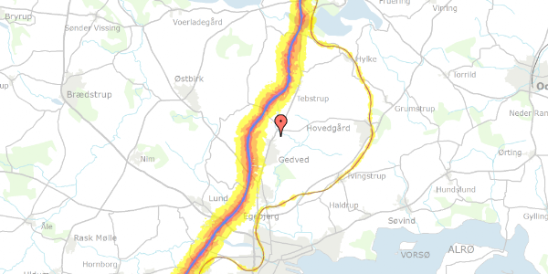 Trafikstøjkort på Skanderborgvej 19C, 8751 Gedved