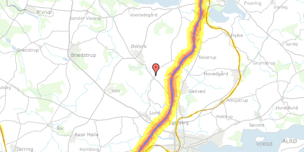 Trafikstøjkort på Stenkærvej 13, 8752 Østbirk