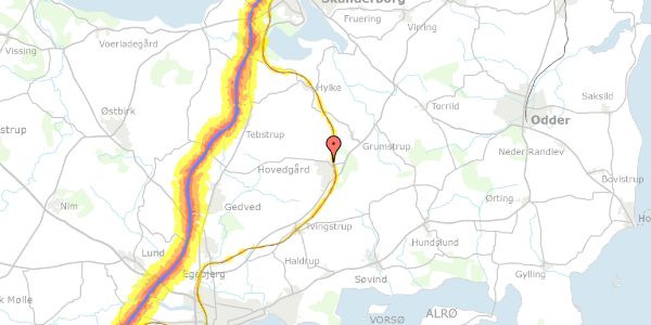 Trafikstøjkort på Tornbjerg 4, 8732 Hovedgård