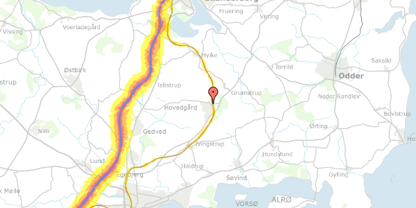 Trafikstøjkort på Tornbjerg 23, 8732 Hovedgård