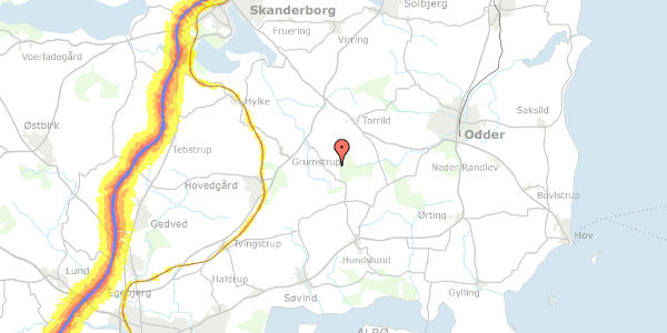 Trafikstøjkort på Troldkirkevej 3, 8732 Hovedgård