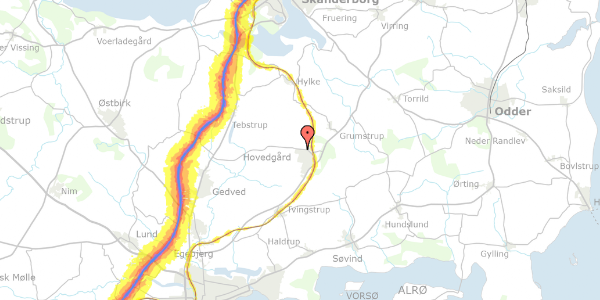 Trafikstøjkort på Vestergade 69, 8732 Hovedgård