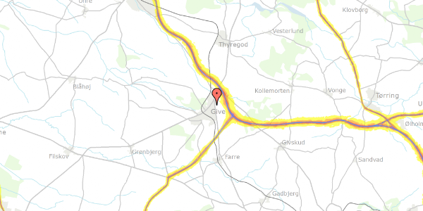 Trafikstøjkort på Agerbølparken 13, 7323 Give