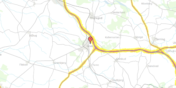 Trafikstøjkort på Agerbølparken 34, 7323 Give