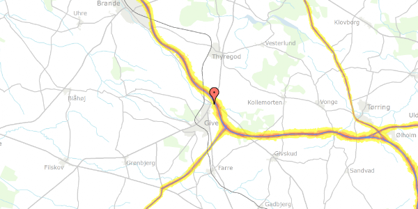 Trafikstøjkort på Hjortsvangen 8, 7323 Give