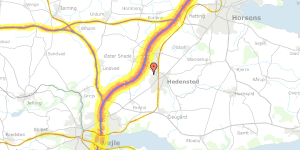 Trafikstøjkort på Årup Alle 1, 8722 Hedensted