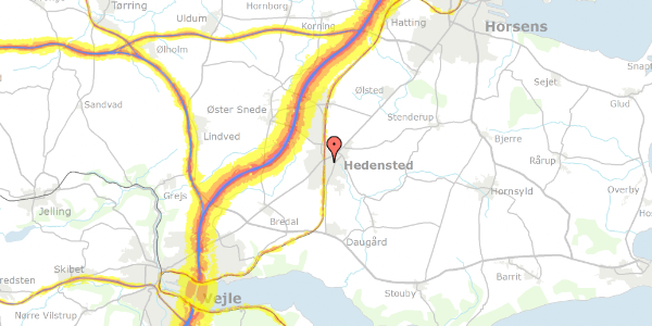 Trafikstøjkort på Ankersvej 5, 8722 Hedensted