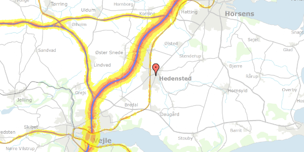 Trafikstøjkort på Hedebogade 5, 8722 Hedensted